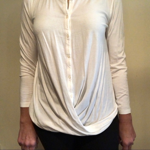 Eddie Bauer Tops - Eddie Bauer Oversized Cream Shirt